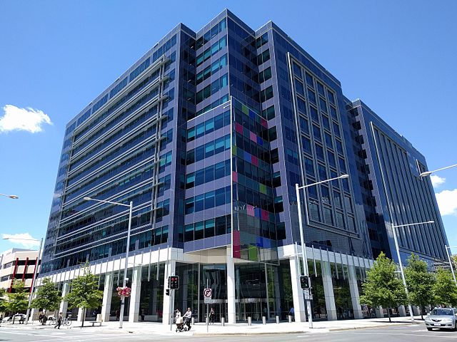 The national office of the Department of Education, 50 Marcus Clarke Street, Canberra.