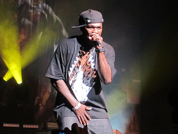 American rapper 50 Cent (Curtis Jackson) sporting a hip-hop look at Warfield Theatre, San Francisco, June 3, 2010