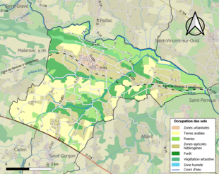 Kolorowa mapa przedstawiająca użytkowanie gruntów.