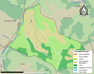 Barevná mapa znázorňující využití půdy.