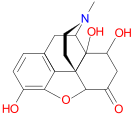 Kemia strukturo de 8,14-Dihydroxydihydromorphinone.