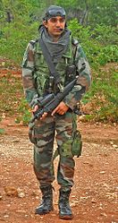 A CRPF commando with the Tavor X-95 rifle