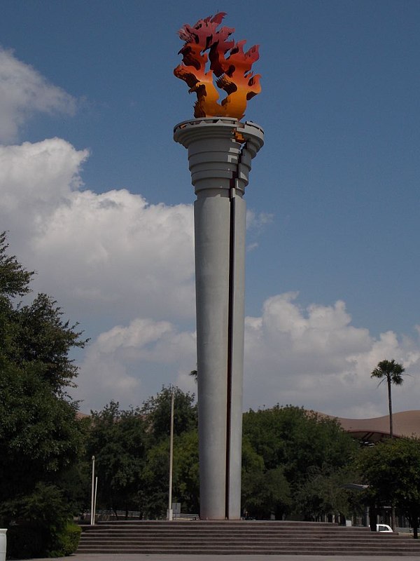 Metro Area of Monterrey: "Alere flammam veritatis" Monument (Feed the flame of truth), in the main campus of the Universidad Autónoma de Nuevo León, U