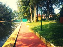 Commercial canal walkway in Alleppey west