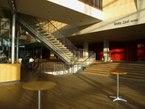 Amsterdam photo 2018, free download; interior of concert hall Muziekgebouw ground floor, with staircase and bar. Fons Heijnsbroek, photography of The Netherlands in high resolution; free image CC0