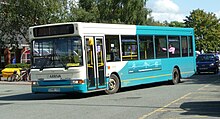 Plaxton Pointer 2 bodied Dennis Dart in Whitchurch in August 2009 Arriva Midlands North 2348 S348 YOG 2.JPG