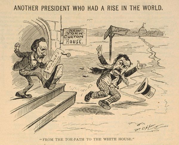Hayes kicking Chester A. Arthur out of the New York Custom House