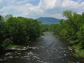 Sugar River in Claremont NH with Mount Ascutney in Vermont in the background