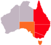 The states and territories in Eastern Australia. The ones in orange are only sometimes included