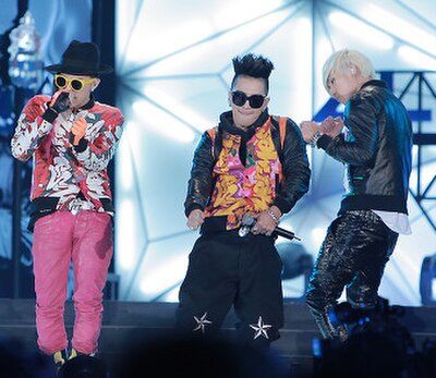 BigBang in 2012 L-R: G-Dragon, Taeyang, and Daesung