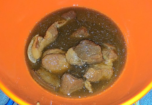 Babi kecap, pork simmered in sweet soy sauce
