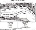 Plano da batalha naval do Riachuelo em francês (Revue maritime et coloniale, tomo 15, 1865).