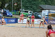 Deutsch: Beachhandball Europameisterschaften 2019 (Beach handball Euro); Tag 3: 4. Juli 2019 – Frauen, Platzierungsrunde Gruppe IV, Russland-Slowenien 2:0 (18:11, 20:16) English: Beach handball Euro; Day 3: 4 July 2019 – Women Consolation Round Group IV – Russia-Slovenia 2:0 (18:11, 20:16)