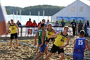 Deutsch: Beachhandball Europameisterschaften 2019 (Beach handball Euro); Tag 4: 5. Juli 2019 – Männer, Viertelfinale, Ungarn-Deutschland 2:1 (23:16, 11:23, 9:6) English: Beach handball Euro; Day 4: 5 July 2019 – Quarter Final Men – Hungary-Germany 2:1 (23:16, 11:23, 9:6)