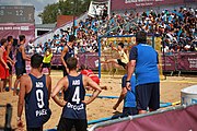 Deutsch: Beachhandball bei den Olympischen Jugendspielen 2018; Tag 7, 13. Oktober 2018; Jungen, Spiel um Platz Drei– Argentinien-Kroatien 2:0 English: Beach handball at the 2018 Summer Youth Olympics at 13 October 2018 – Boys Bronze Medal Match – Argentina-Croatia 2:0