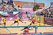 Deutsch: Beachhandball bei den Olympischen Jugendspielen 2018; Tag 3, 9. Oktober 2018; Jungs, Vorrunde, Gruppe A - Ungarn-Thailand 2:1 English: Beach handball at the 2018 Summer Youth Olympics at 9 October 2018 – Girls Preliminary Round Group A‎ – Hungary-Thailand 2:1