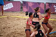 Deutsch: Beachhandball bei den Olympischen Jugendspielen 2018; Tag 6, 12. Oktober 2018; Mädchen, Hauptrundenspiel – Chinesisch Taipei (Taiwan)-Paraguay 0:2 English: Beach handball at the 2018 Summer Youth Olympics at 12 October 2018 – Girls Main Round – Chinese Taipei (Taiwan)-Paraguay 0:2