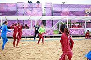 Deutsch: Beachhandball bei den Olympischen Jugendspielen 2018; Tag 6, 11. Oktober 2018; Mädchen, Platzierungsspiel um Platz 7 - Russland-Venezuela 2:0 English: Beach handball at the 2018 Summer Youth Olympics at 11 October 2018 – Girl's Placement Match 7-8 – Russia-Venezuela 2:0