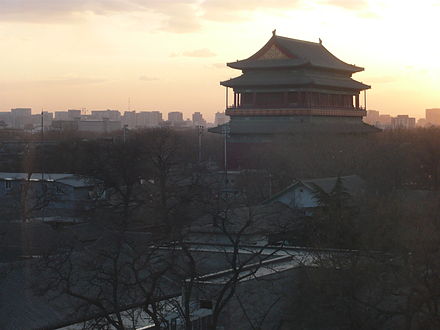 Drum Tower, at sunset, from Bell Tower