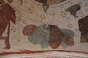 English: Fresco in Bellinge church, Fyn, Denmark. The frescos are signed by Ebbe Olsen and Simon Petersen and are dated 1496. They were covered in white in 1536 and uncovered in 1886. The motives are based on biblia pauperum