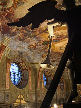 Silhouette of the archangel in Bernardine Monastery, Lviv