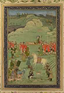 The Mughal Emperor Aurangzeb leads his final expedition (1705). Bhavanidas. The Emperor Aurangzeb Carried on a Palanquin ca. 1705-20 Metripolitan Museum of Art..jpg