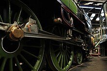 A close-up of Blue Peter's wheels and valve gear in 2011 Blue Peter Wheels and Valve Gear - geograph.org.uk - 2314646.jpg