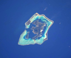 ’n Nasa-foto van Bora Bora en sy lagune
