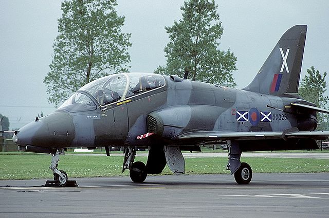 A BAE Hawk T1 of No. 151 Squadron which was based at RAF Chivenor between 1981 and 1992.