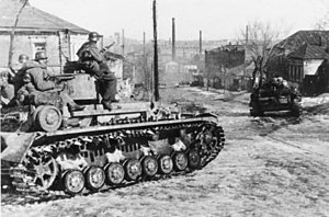 Т-IV из 2-й моторизованной дивизии СС «Рейх» на Холодной Горе, март 1943 года