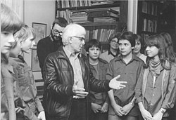 Benno Pludra na setkání se studenty roku 1984