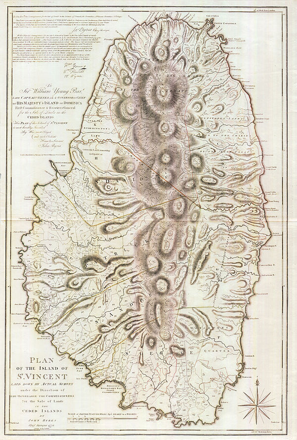 A 1776 map of Saint Vincent, depicting British and Black Carib areas of control ByresSaintVincent.jpg