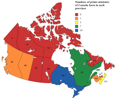 List of prime ministers of Canada by birthdate, birthplace, and age