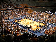Basketball at Syracuse University's JMA Wireless Dome stadium Carrier Dome Basketball View.JPG
