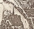 La cathédrale sur le plan de Paris de Claes Jansz Visscher (1618).