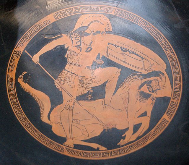Centauromachy, tondo of an Attic red-figure kylix, c. 480 BC