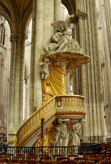 Baroque pulpit in the Amiens Cathedral, France