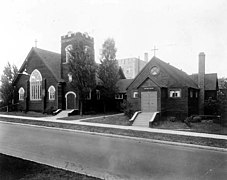 The old church and parish hall of Christ Episcopal at 47th and Brooklyn in the University District, 1914…