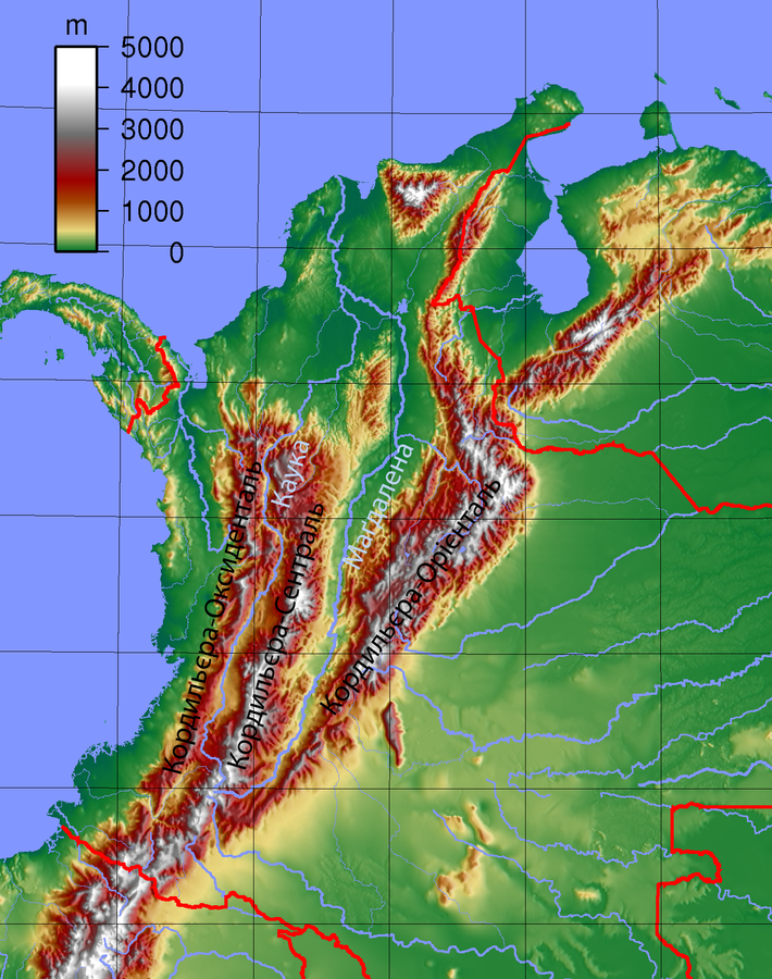 Колумбия рельеф карта. Кордильеры Колумбия. Центральная Кордильера (Колумбия). Южная Америка горы Западная Кордильера.