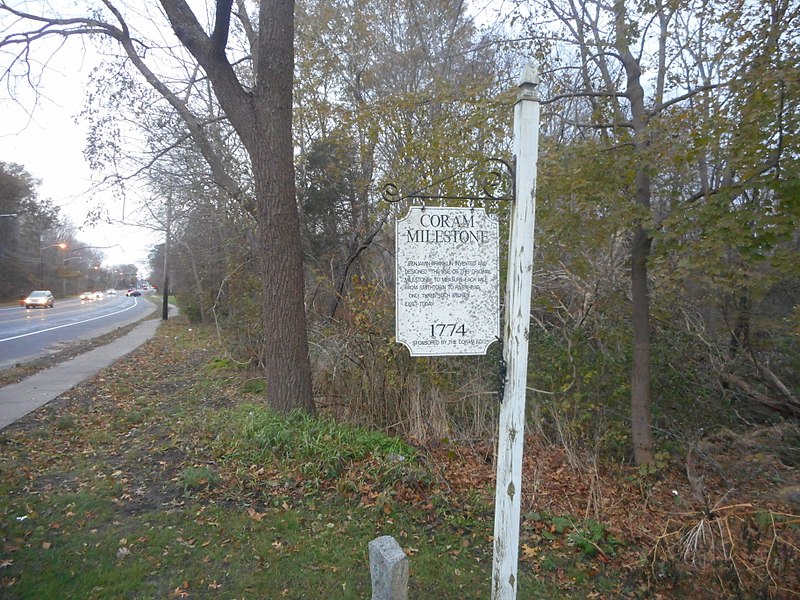 File:Coram Milestone on NY 25-1.jpg