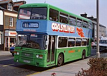 Crosville EOG209 Leyland Olympian in Porthmadog, 1989 Crosville EOG209.jpg