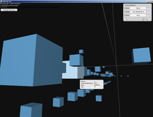 In Cubix, files sharing the same attributes are represented by cubes in a 3D environment. Cubix 3D Filer Screenshot.png