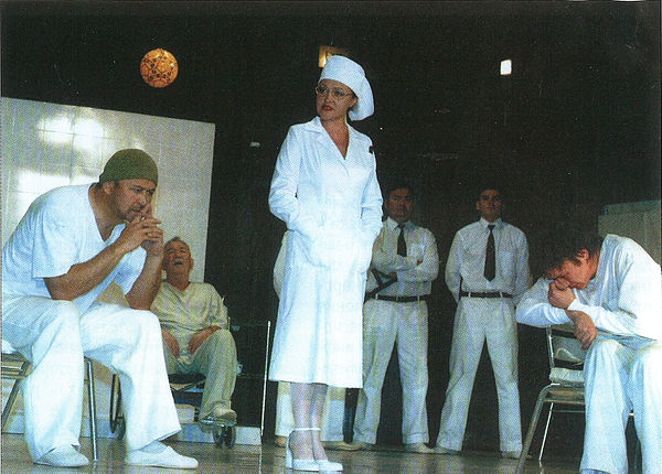 A scene from a Bashkir Academic Drama Theater production of One Flew Over the Cuckoo's Nest.