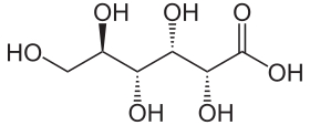 Strukturní vzorec kyseliny D-glukonové
