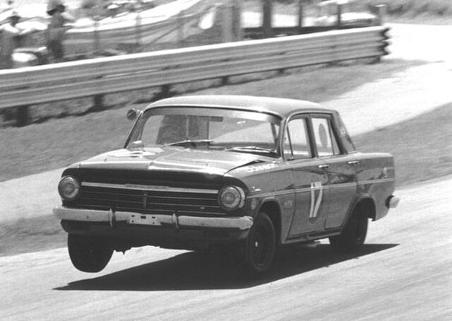 Dick Johnson driving a Holden EH at Lakeside in November 1969