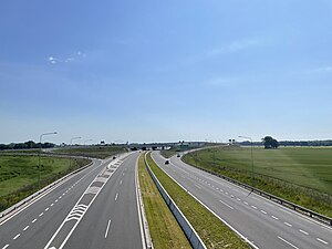 Die D4 aus Richtung Österreich in Höhe des Autobahnknotens