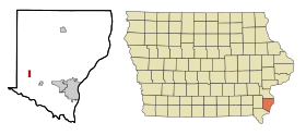 Des Moines County Iowa Incorporated and Unincorporated areas Danville Highlighted.svg