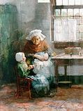 Franz Deutmann (1895): Knitting lesson - privat collection.