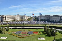 View from the palace. For its construction, the Uranus-Izvor neighborhood was demolished. EPP Congress 2361 (8096737560).jpg