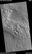 Wide view of ribbed terrain, as seen by HiRISE under HiWish program